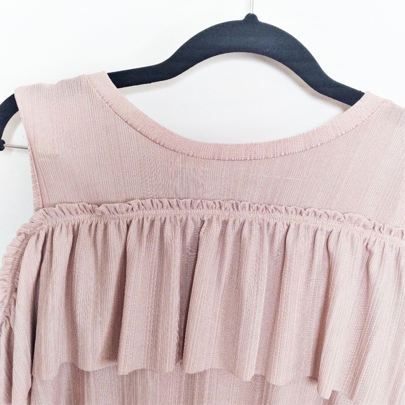 Blu Pepper Blush Pink Ruffle Detail Cold Shoulder Tank Top Size Large - Picture 5 of 7